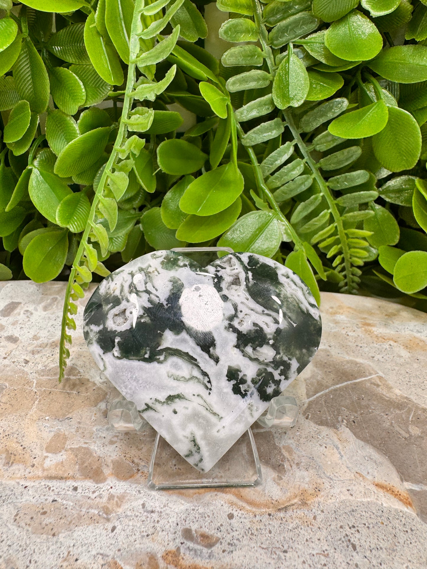 Moss Agate Heart 80g
