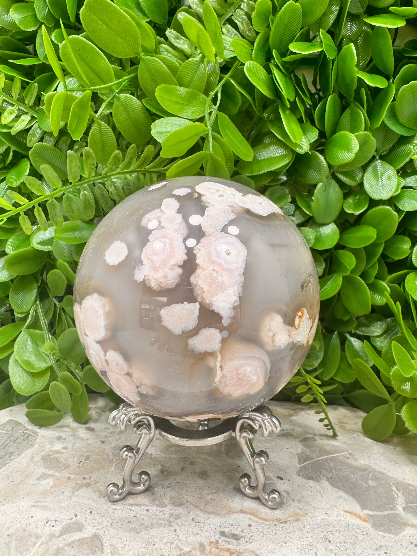 Flower Agate Sphere 1314g