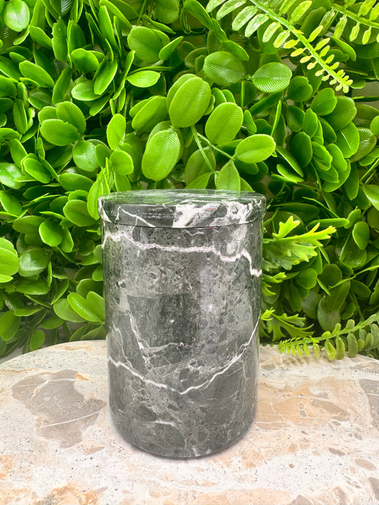 Black Zebra Jasper Jar with lid 570g