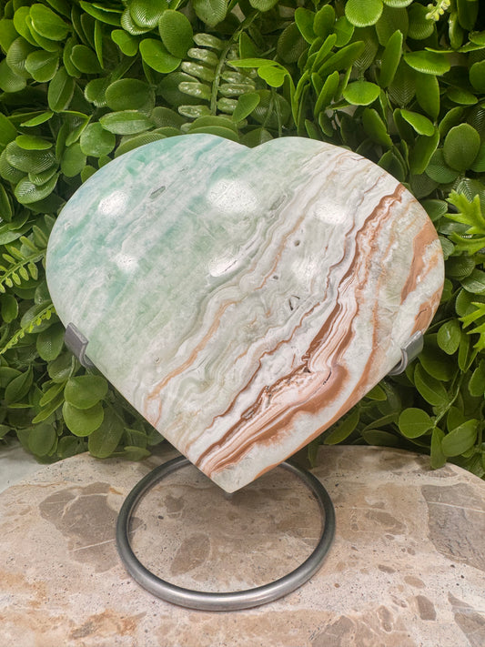 Blue Caribbean Calcite Heart 1364g