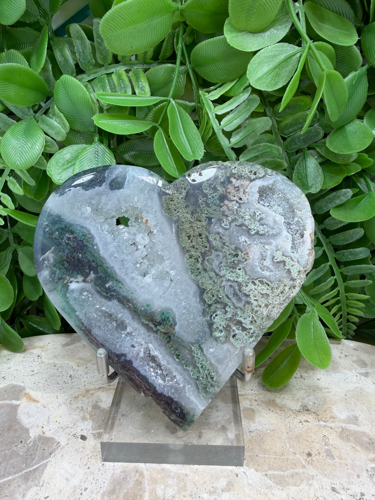 Moss Agate Heart | Growth • Abundance • Grounding