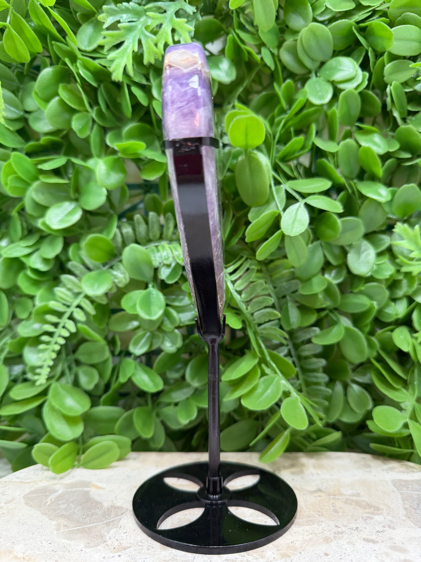 Amethyst Mexican Agate Heart with Stand 478g
