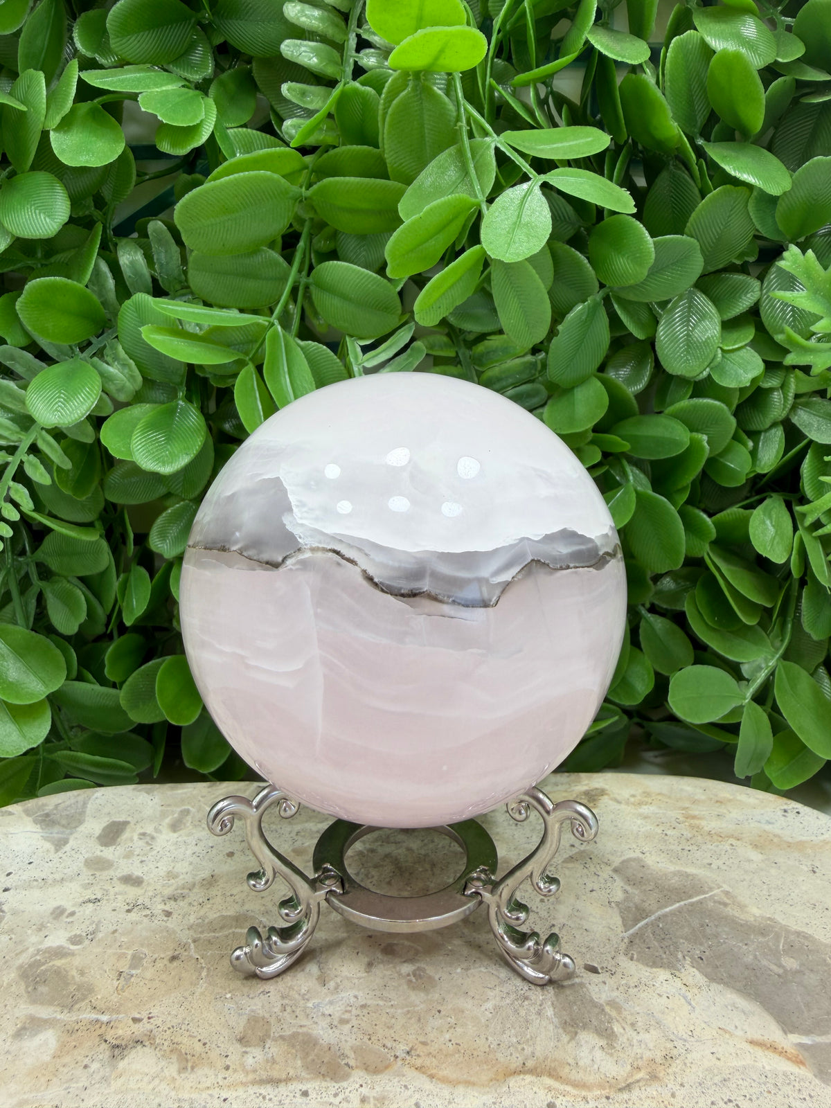 Smokey Pink Mangano UV Sphere 874g| Love • Compassion • Calm