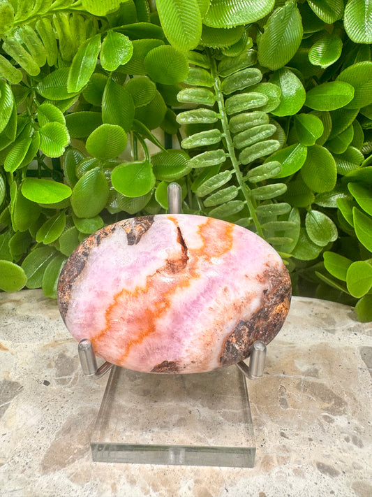 Pink Aragonite Palm Stone 130g