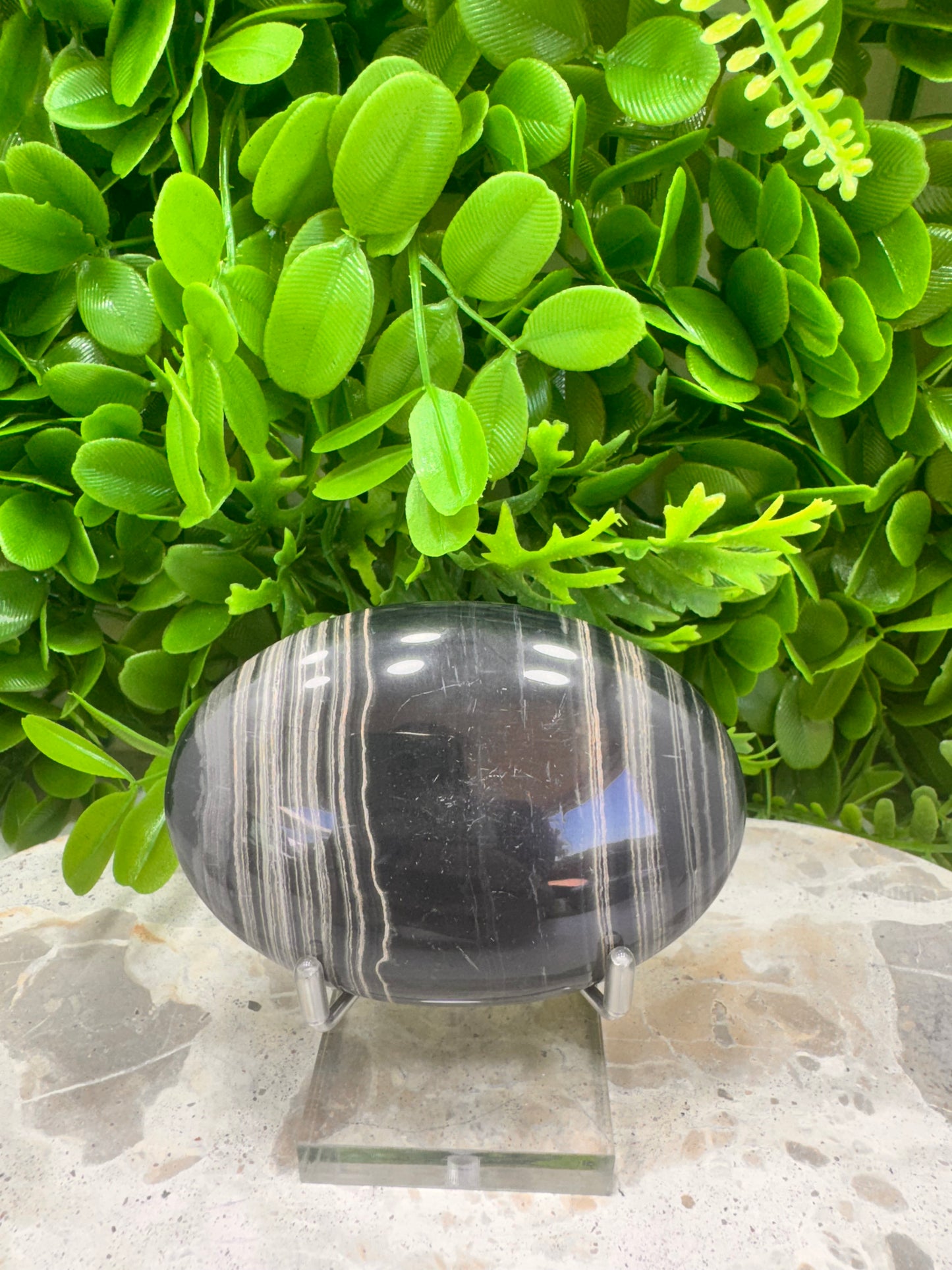 Black Banded Onyx Palm Stone  212g