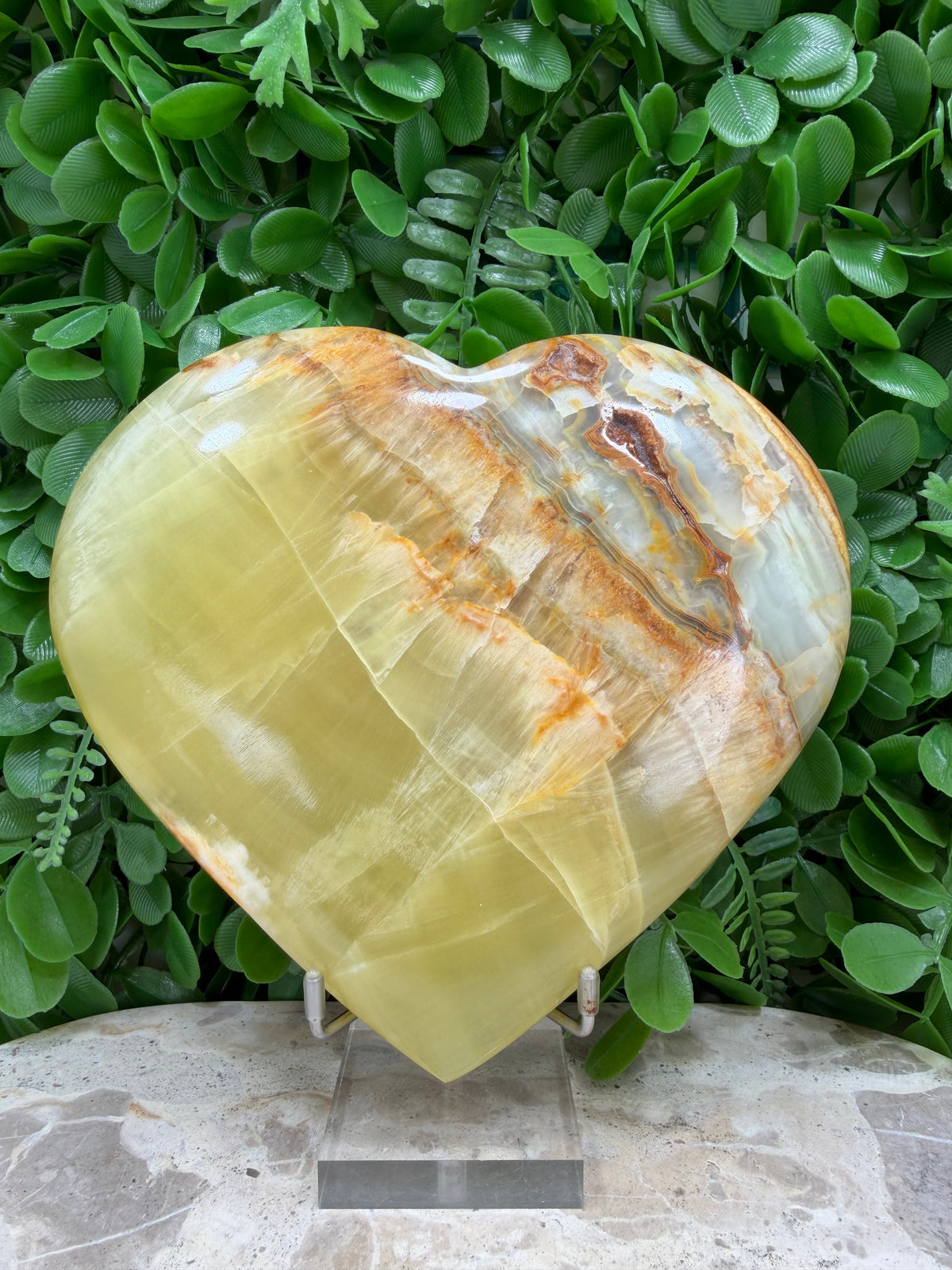 Lemon Banded Calcite Heart | Joy • Confidence • Motivation