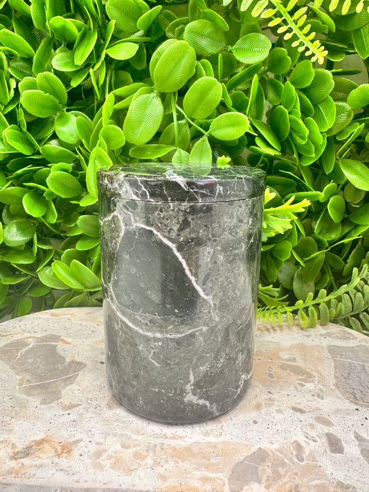 Black Zebra Jasper Jar with lid 2 pce 596g