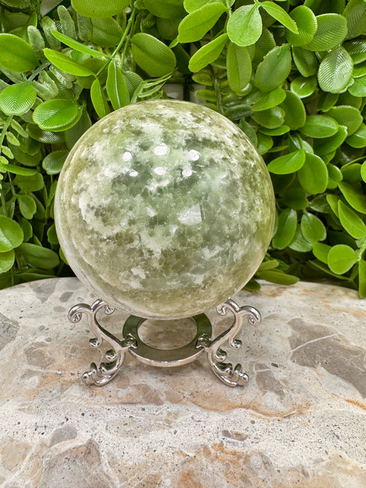 Emerald Kiwi Calcite Sphere 768g