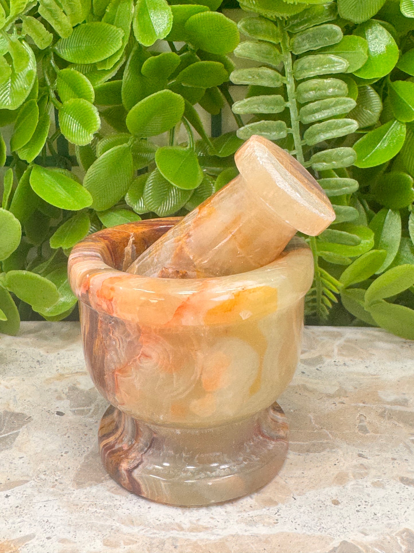 Green Banded Onyx Mortar and Pestle 326g