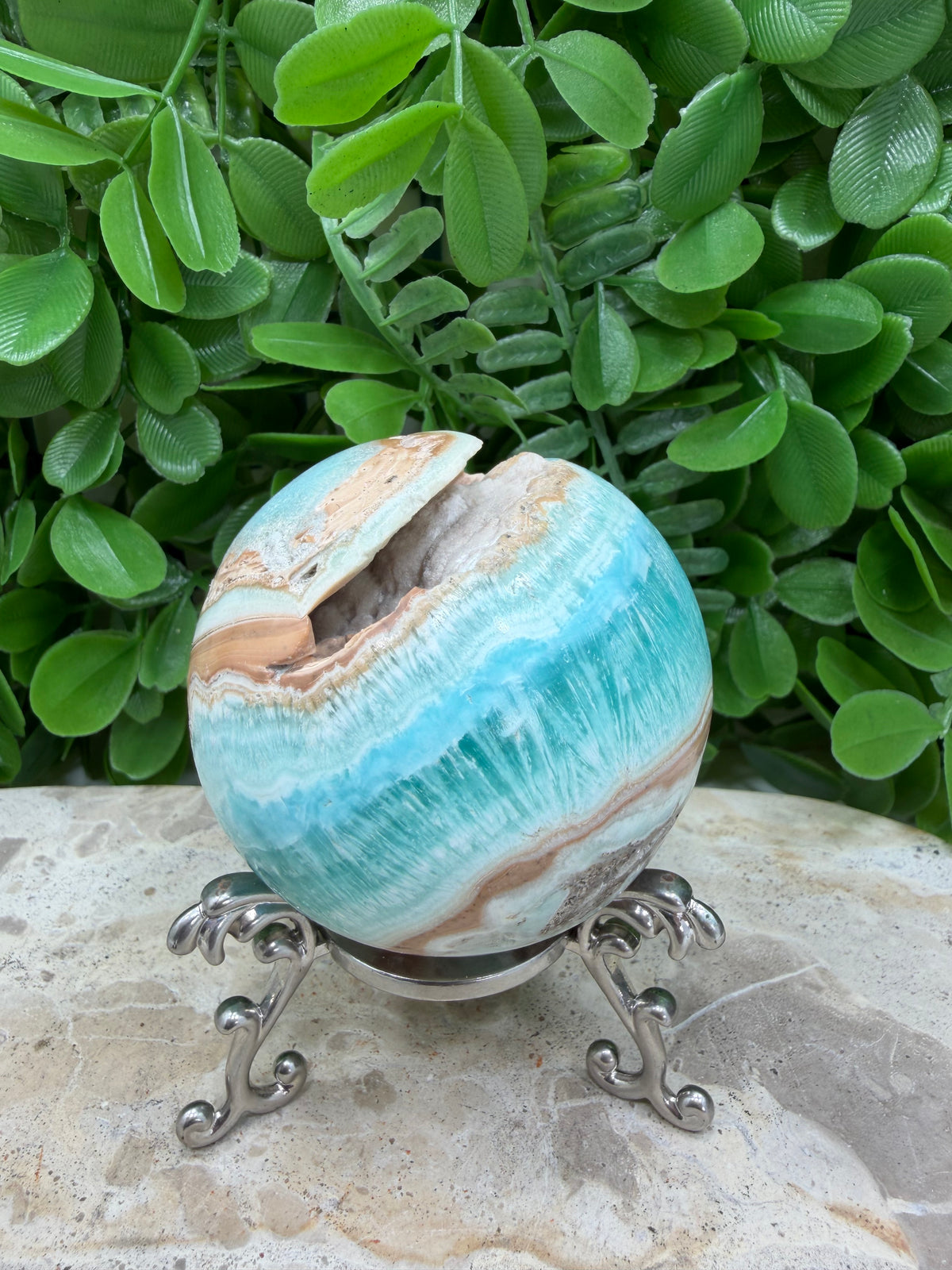 Blue Smithsonite Sphere | Calm • Compassion • Emotional Healing