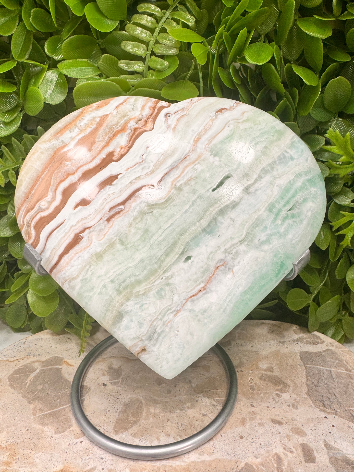 Blue Caribbean Calcite Heart 1252g