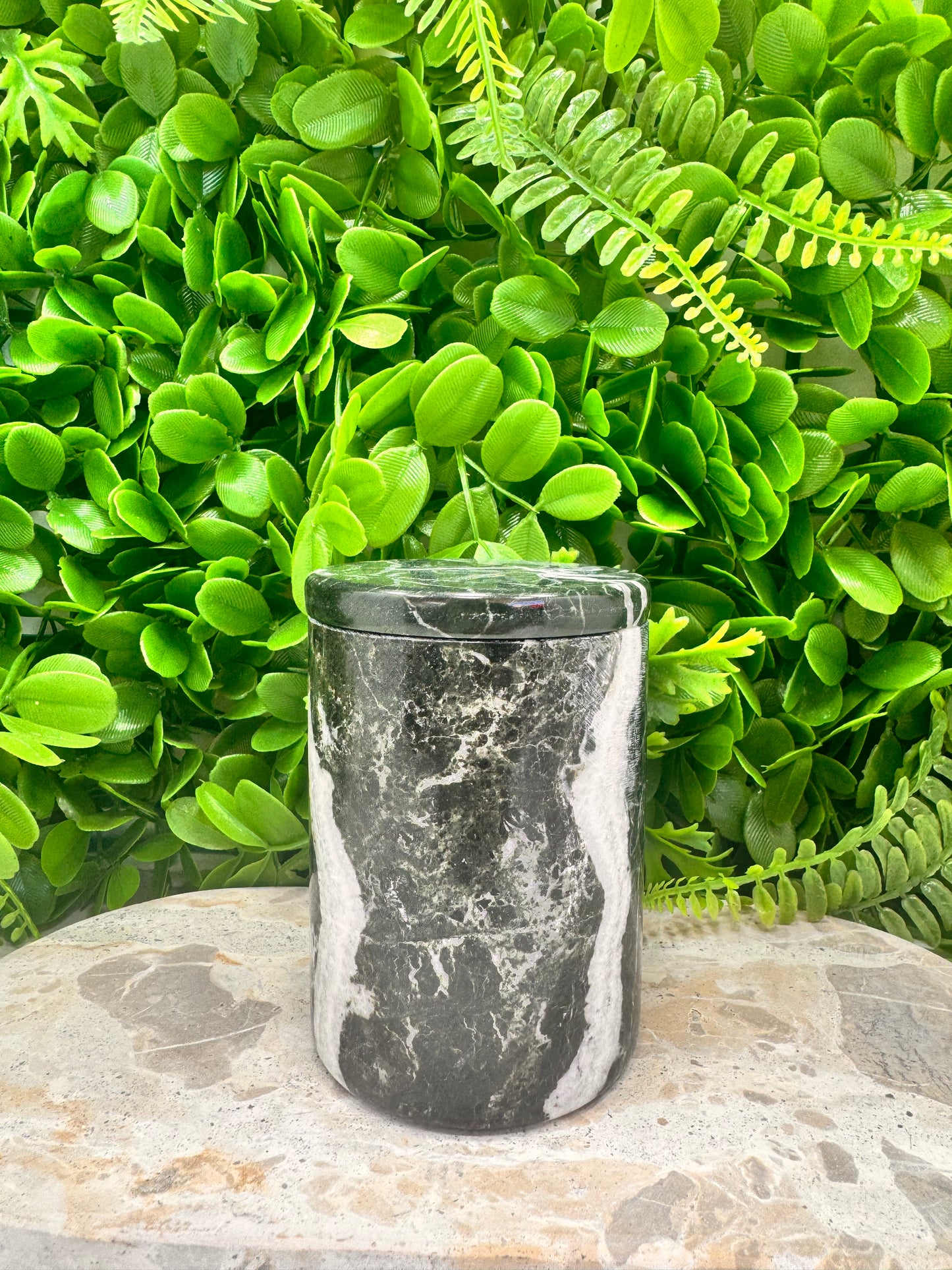 Black Zebra Jasper Jar with lid 2 pce 598g