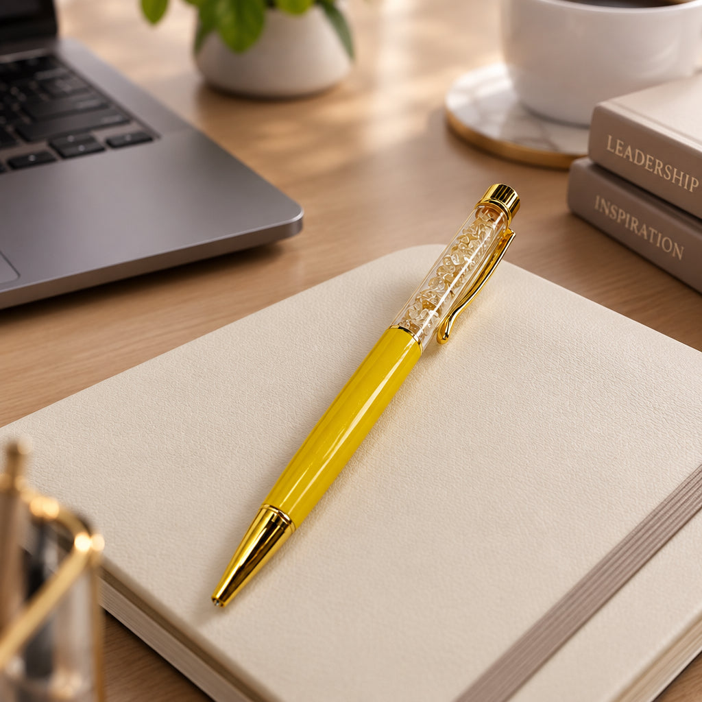 Burnt Citrine Premium Crystal Chip Pen