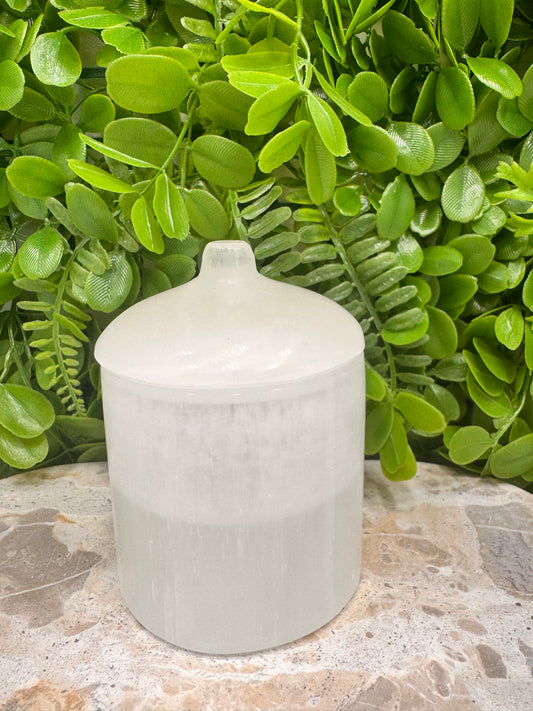 Selenite Cylinder with Lid Approx 650g