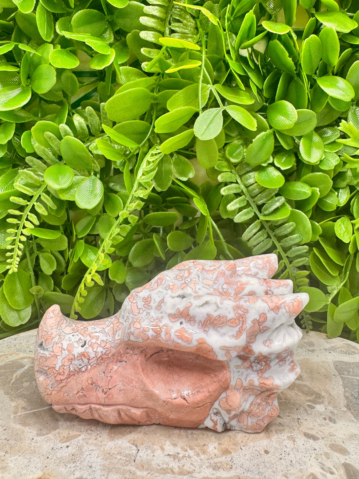 Pink Agate Dragon Skull 635g
