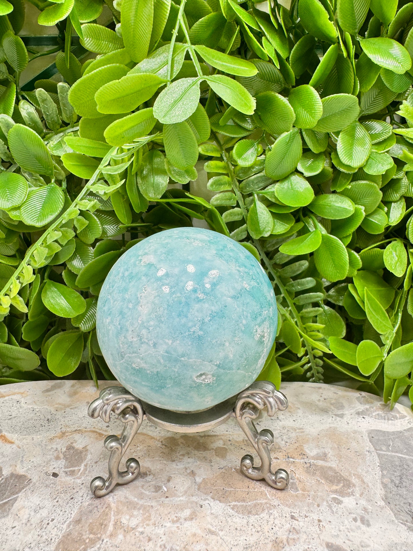 Blue Aragonite Sphere 392g