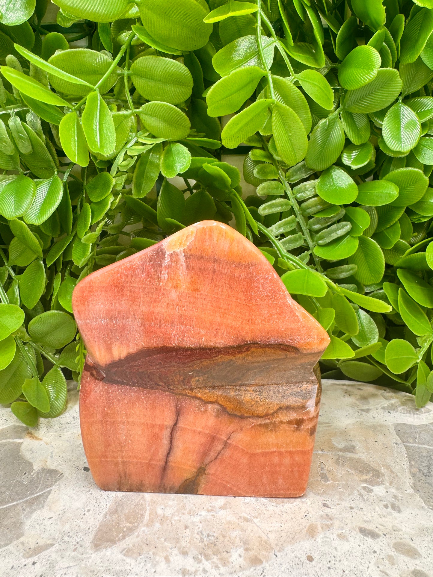 Peach Banded Calcite Freeform 362g