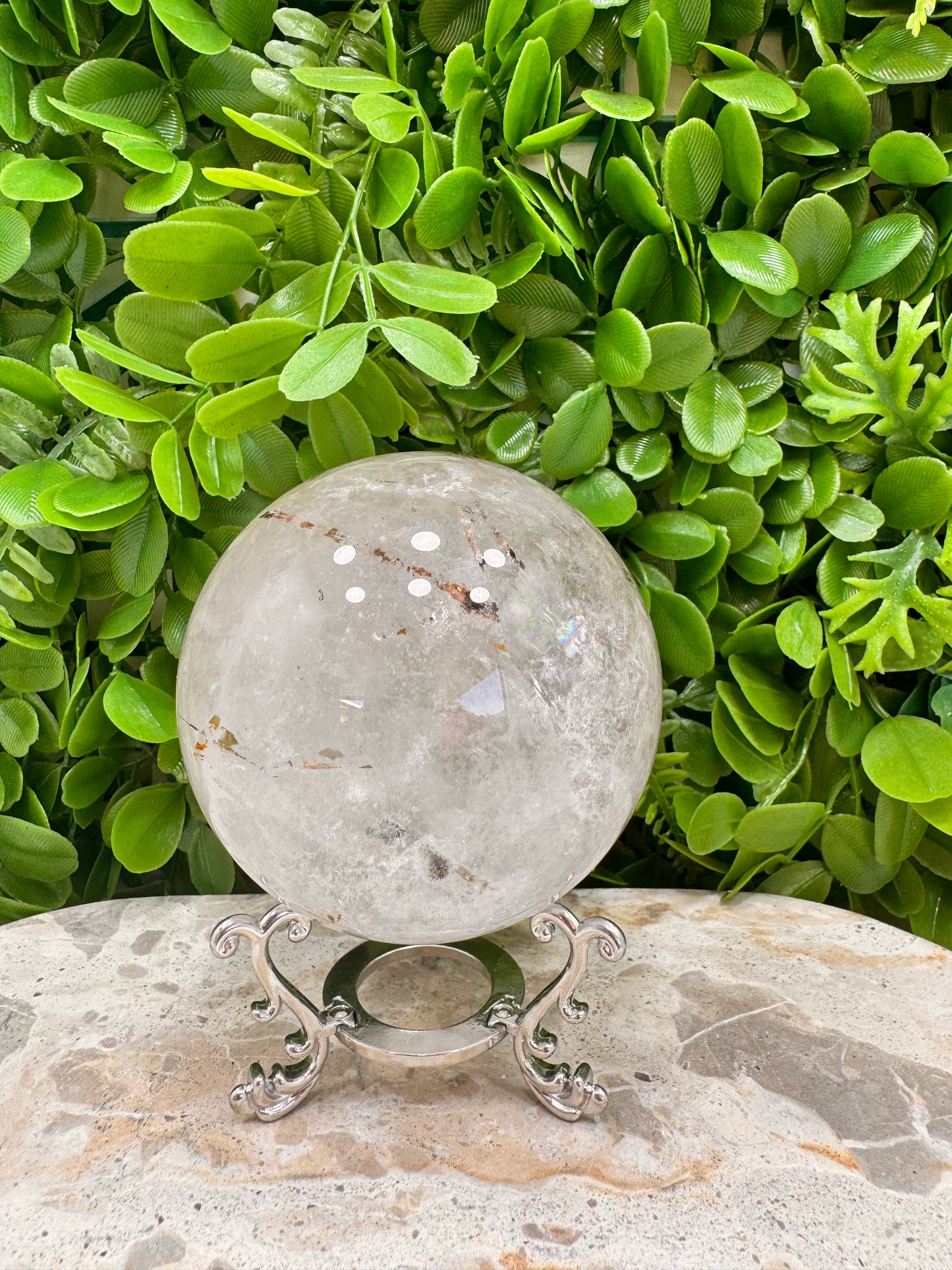 Included Rutile Quartz Sphere 882g