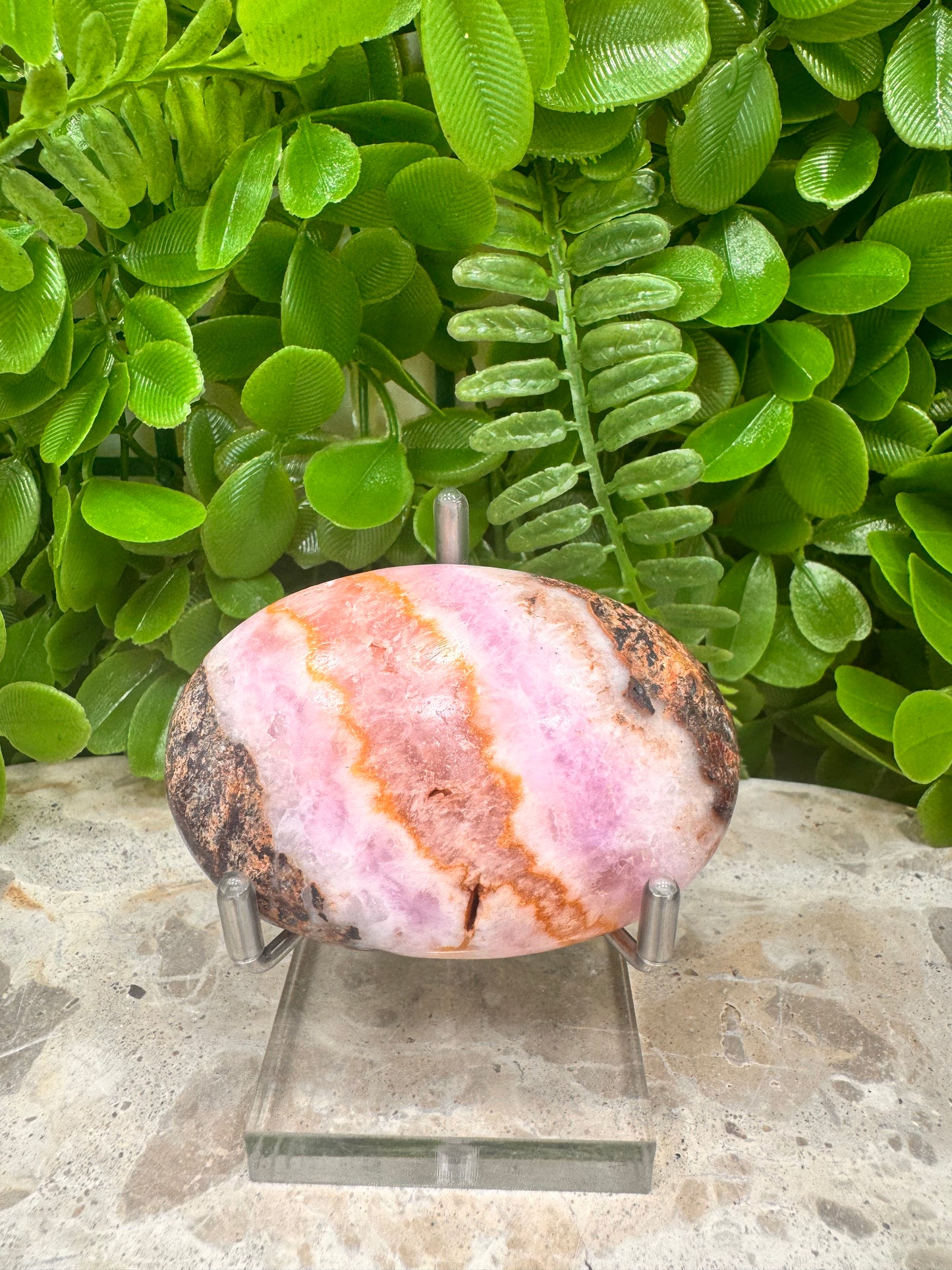Pink Aragonite Palm Stone 130g