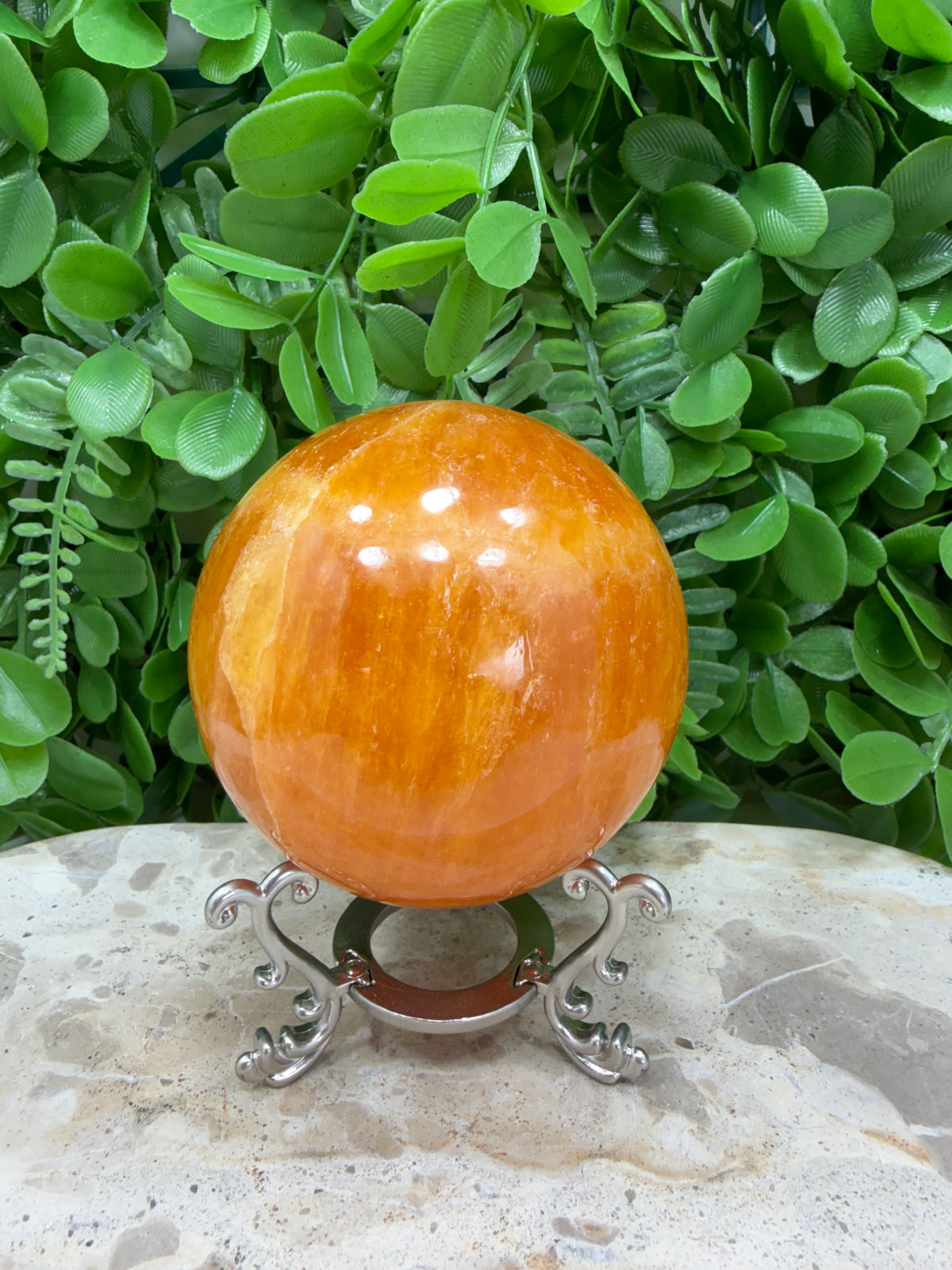 Crystallised Orange Calcite Sphere | Energy • Joy • Creativity