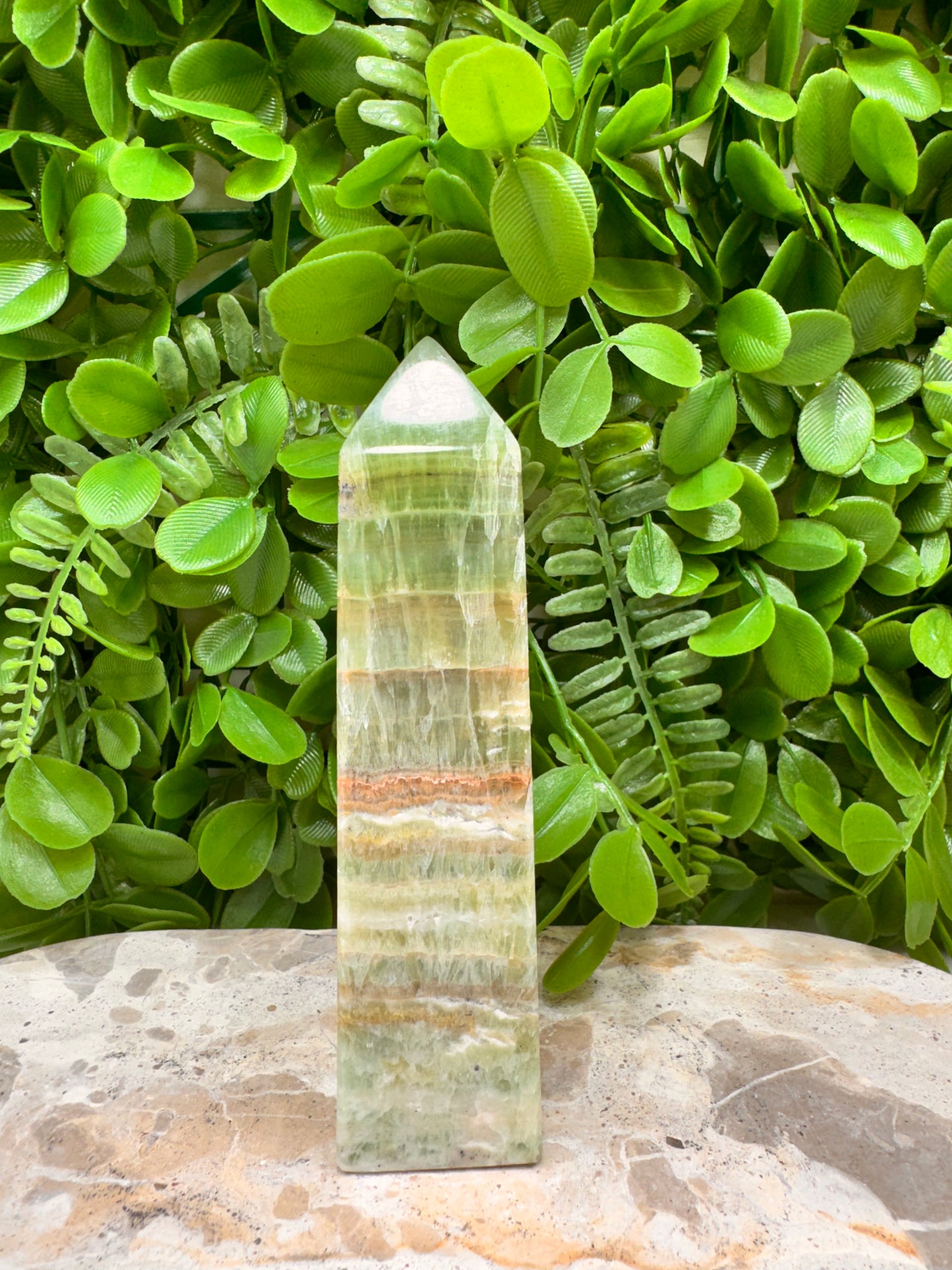 Emerald Kiwi Calcite Tower 342g