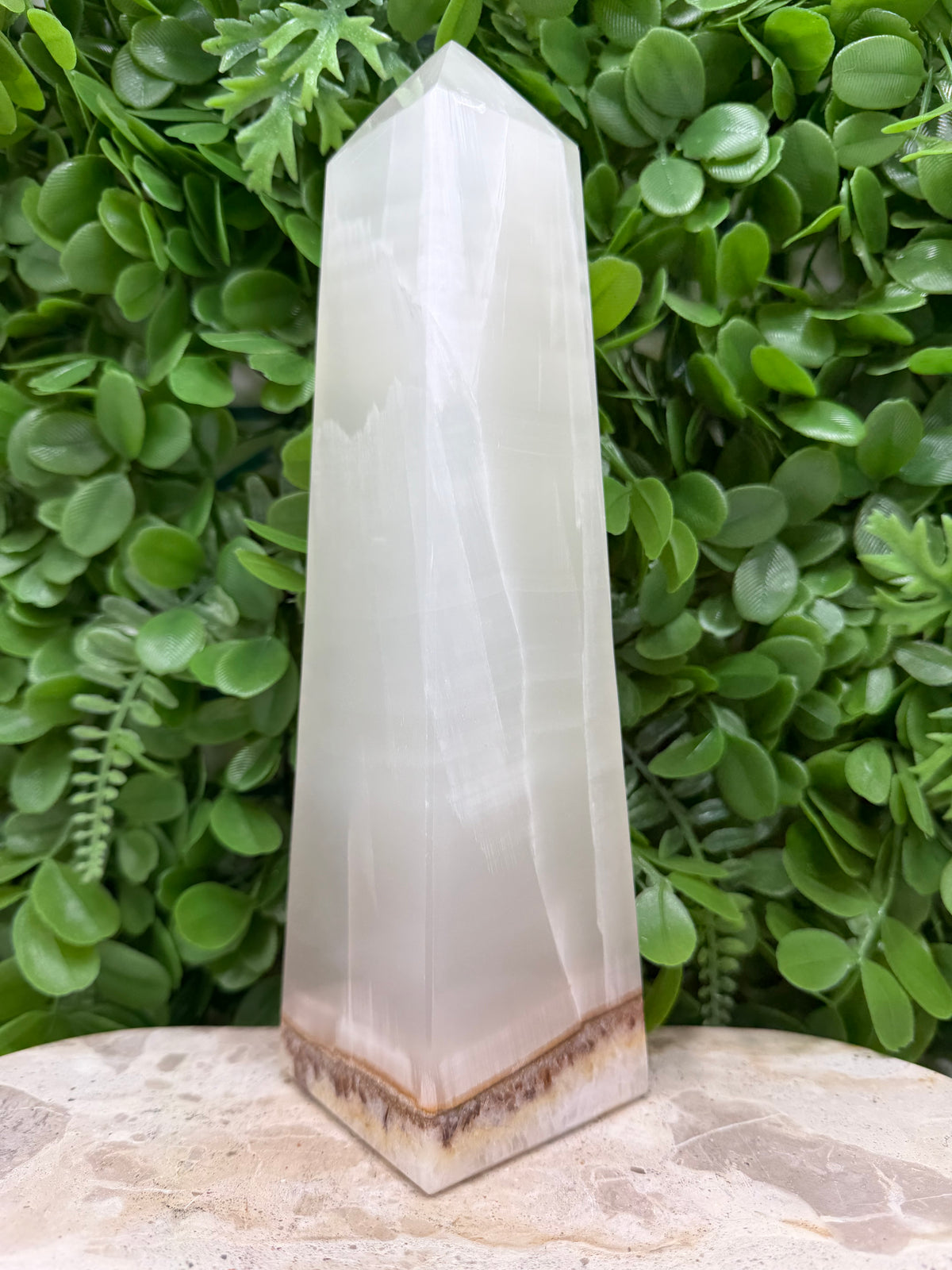 Dendritic Silky White Calcite Tower | Calm • Clarity • Balance