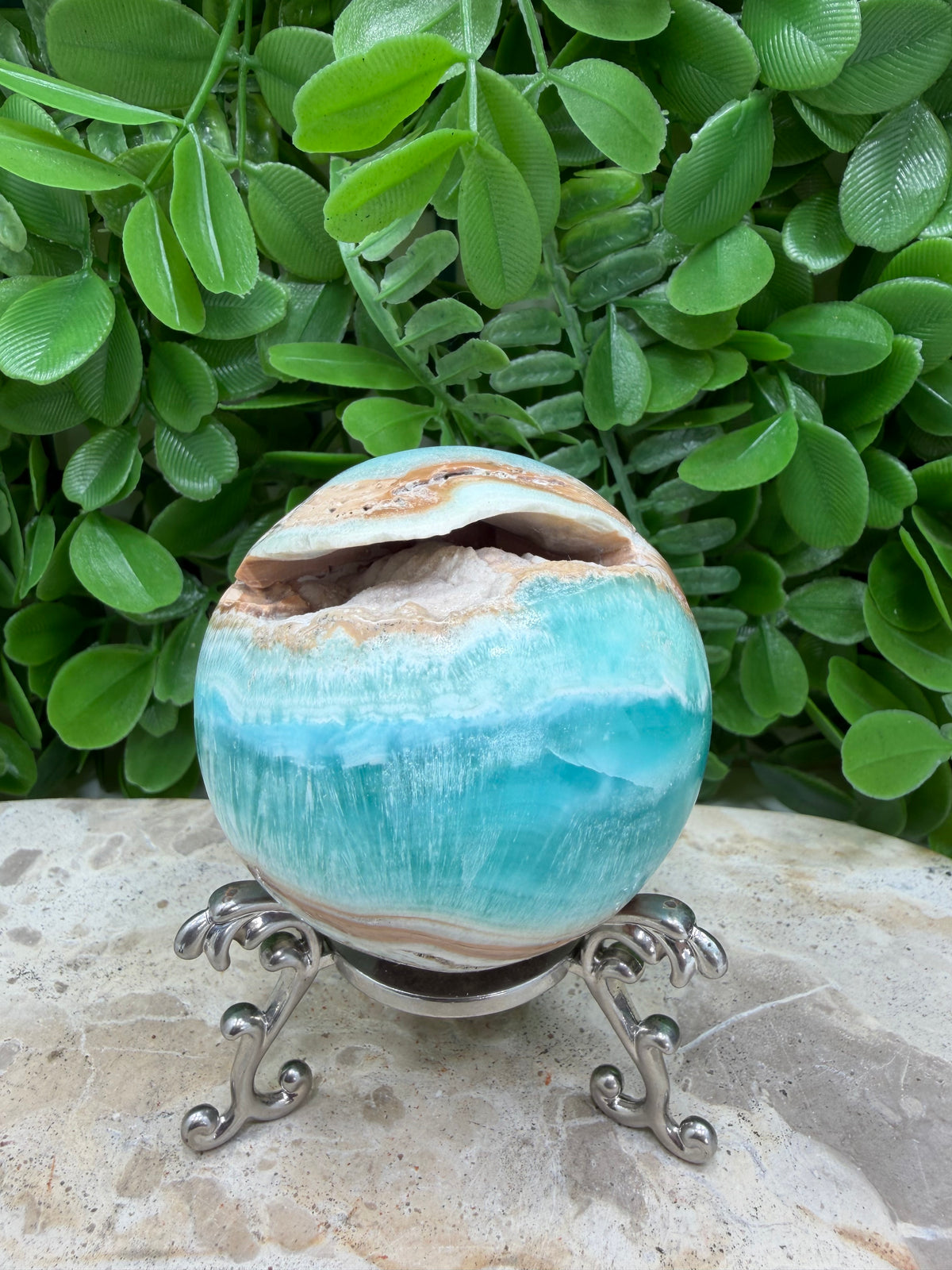 Blue Smithsonite Sphere | Calm • Compassion • Emotional Healing