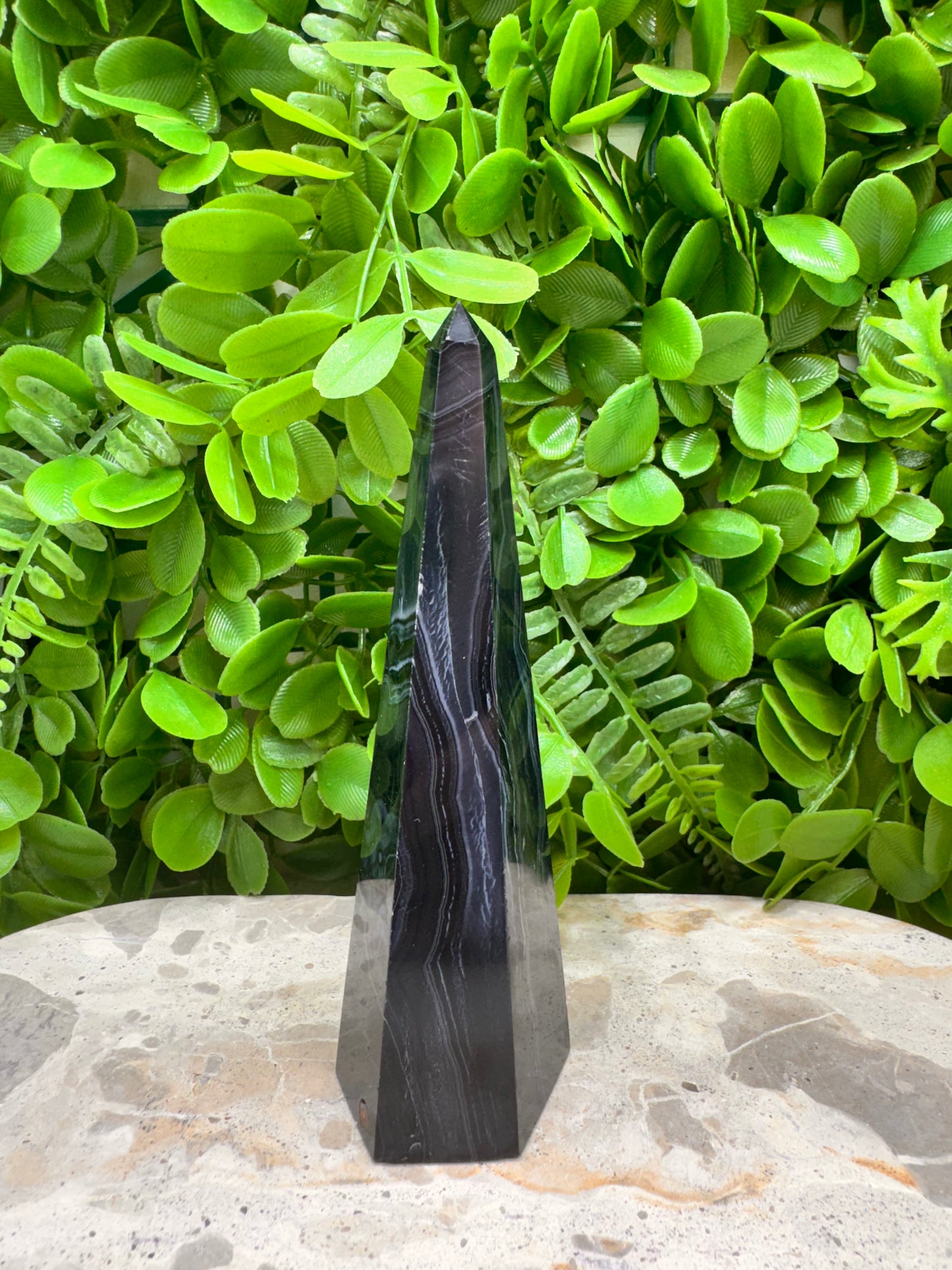 Black Banded Onyx Tower 221g