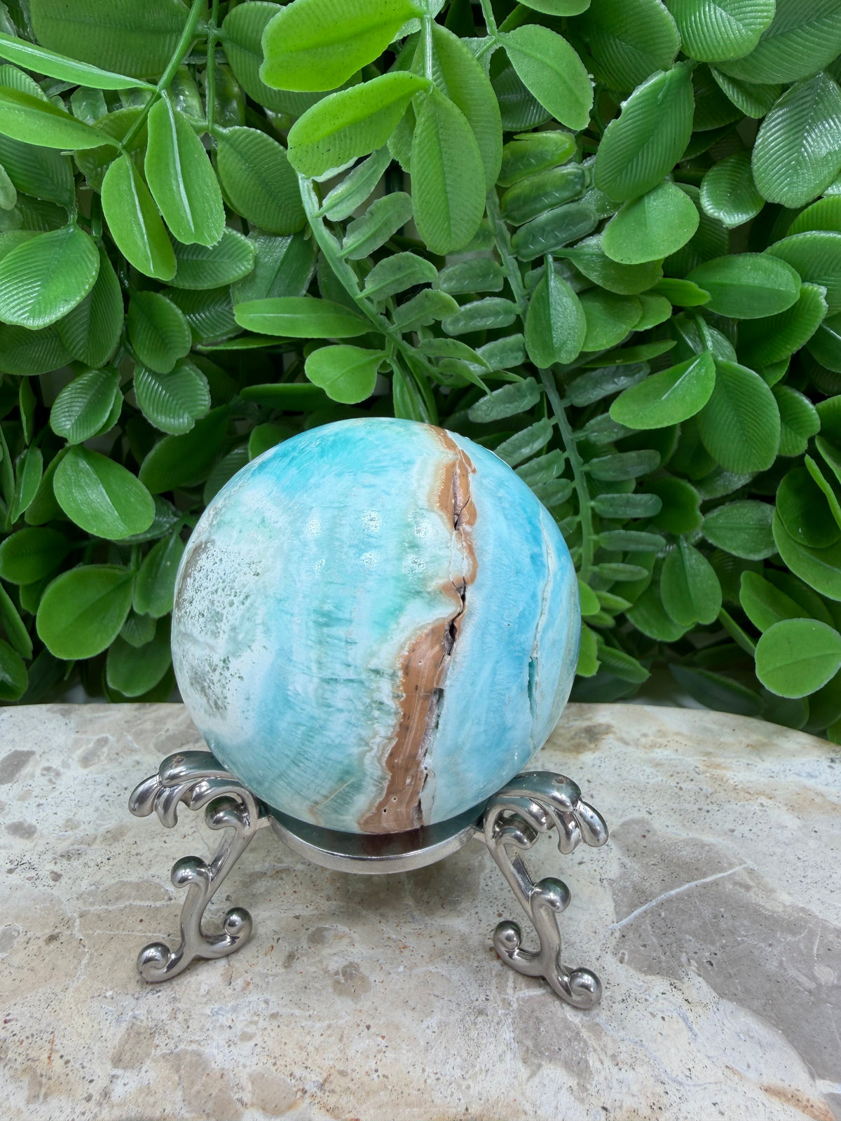 Blue Smithsonite Sphere | Calm • Compassion • Emotional Healing
