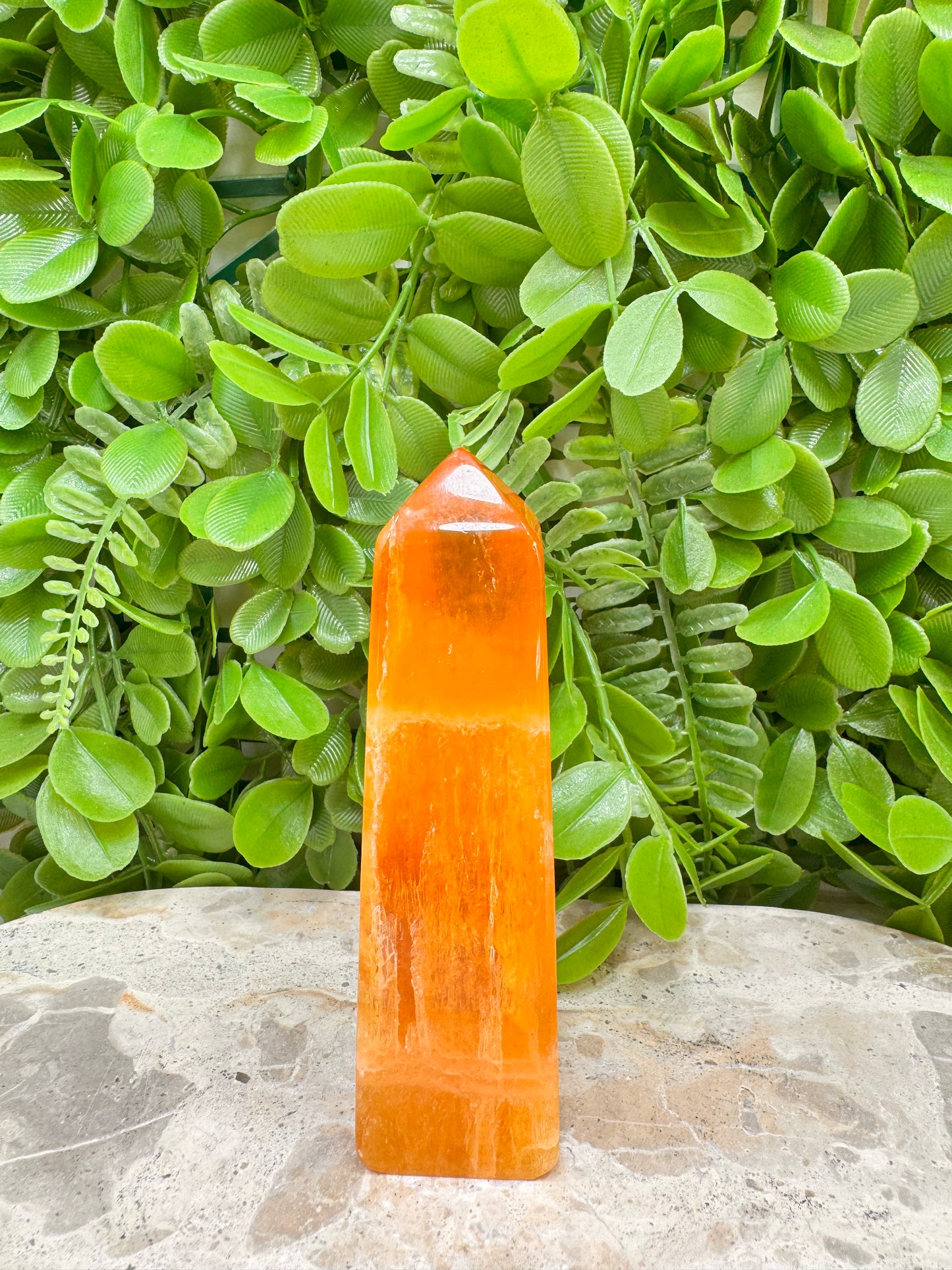 Crystalised Orange Calcite Point 236g