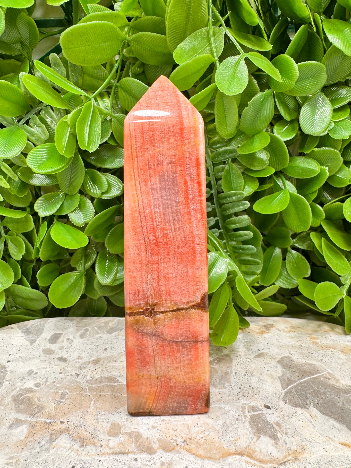 Peach Banded Calcite Tower 340g