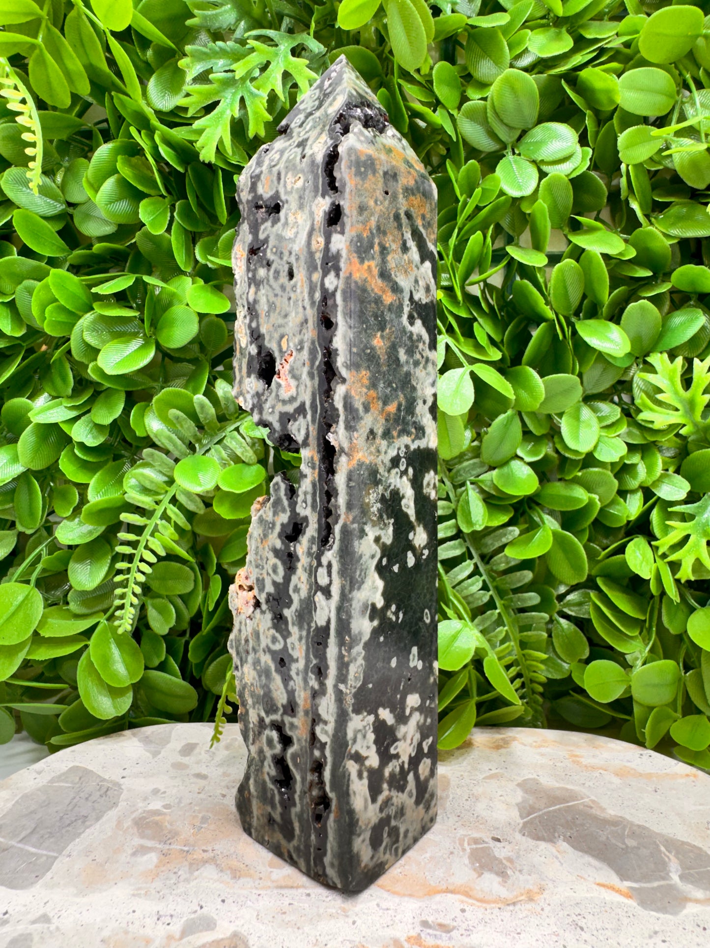 Bubble Ocean Jasper Druzy Tower Freeform 930g