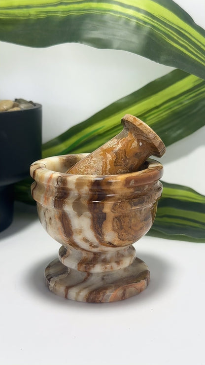 Mortar & Pestle Brown Banded Onyx 461g