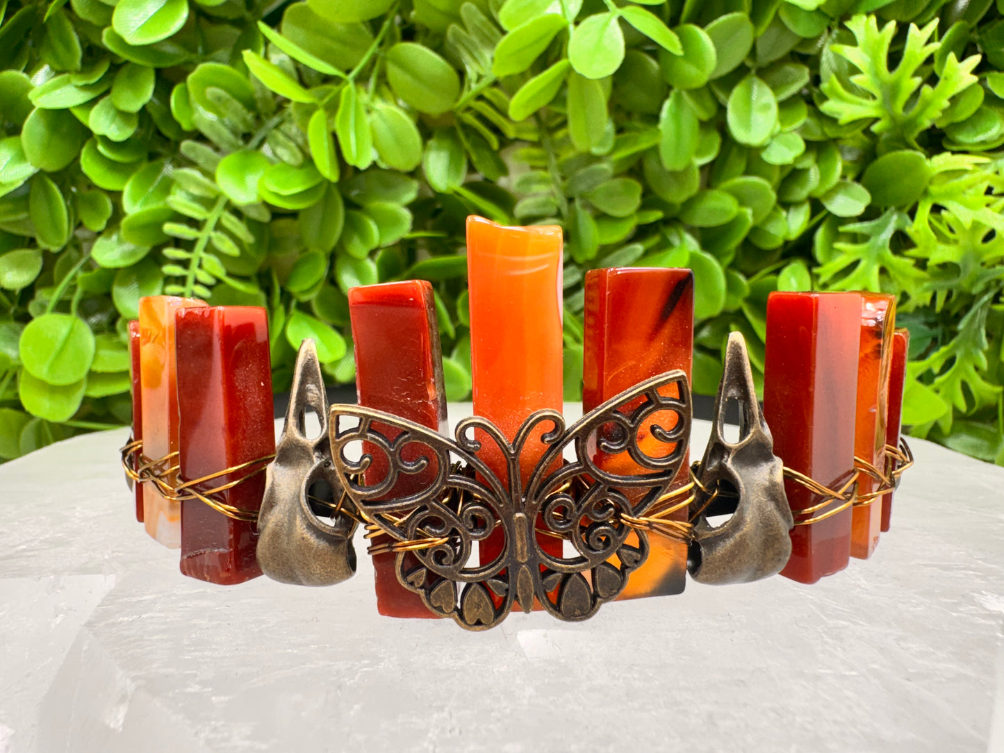 Carnelian Butterfly Raven Tiara 110g