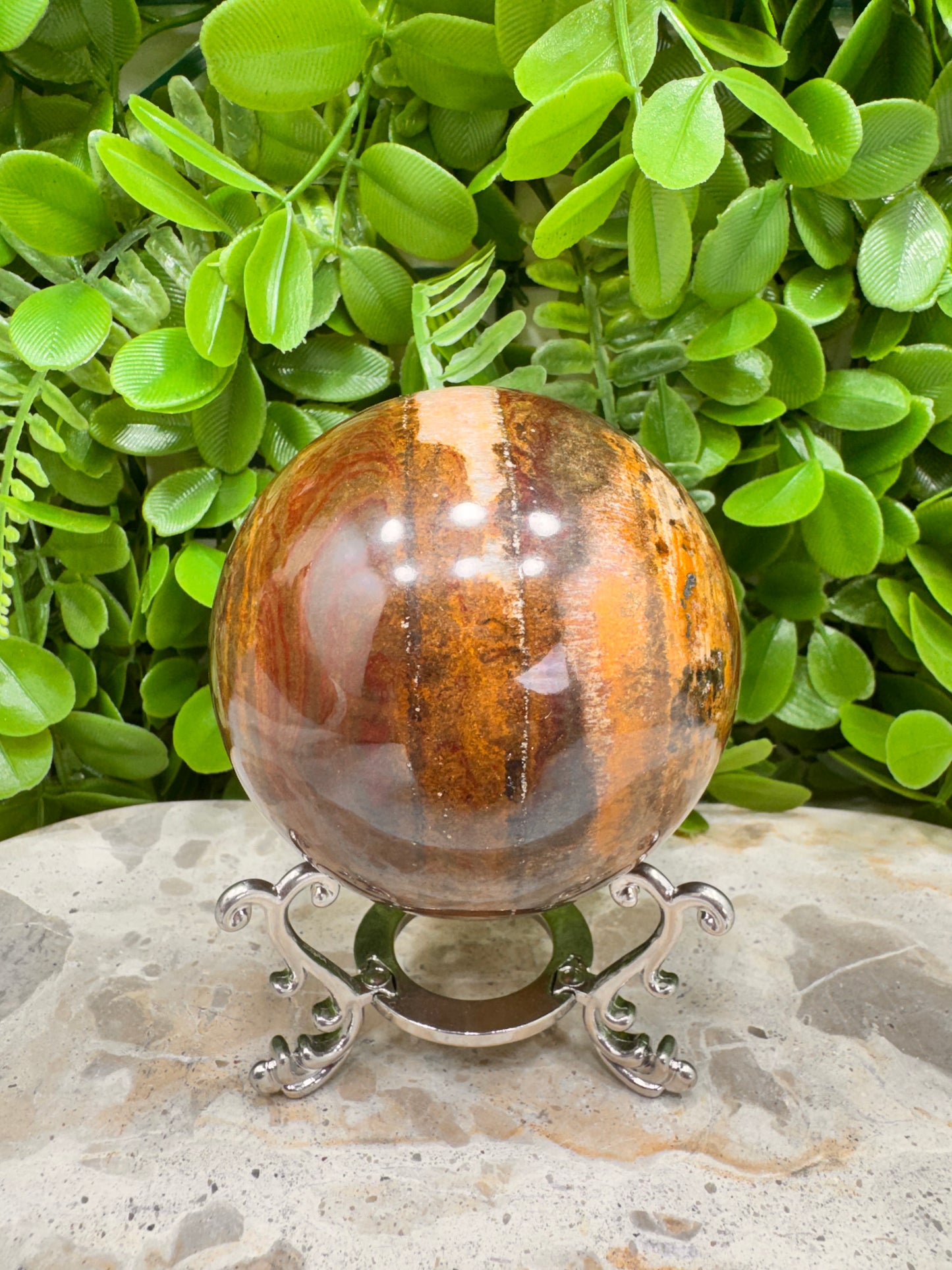Peach Banded Calcite Spheres 568g