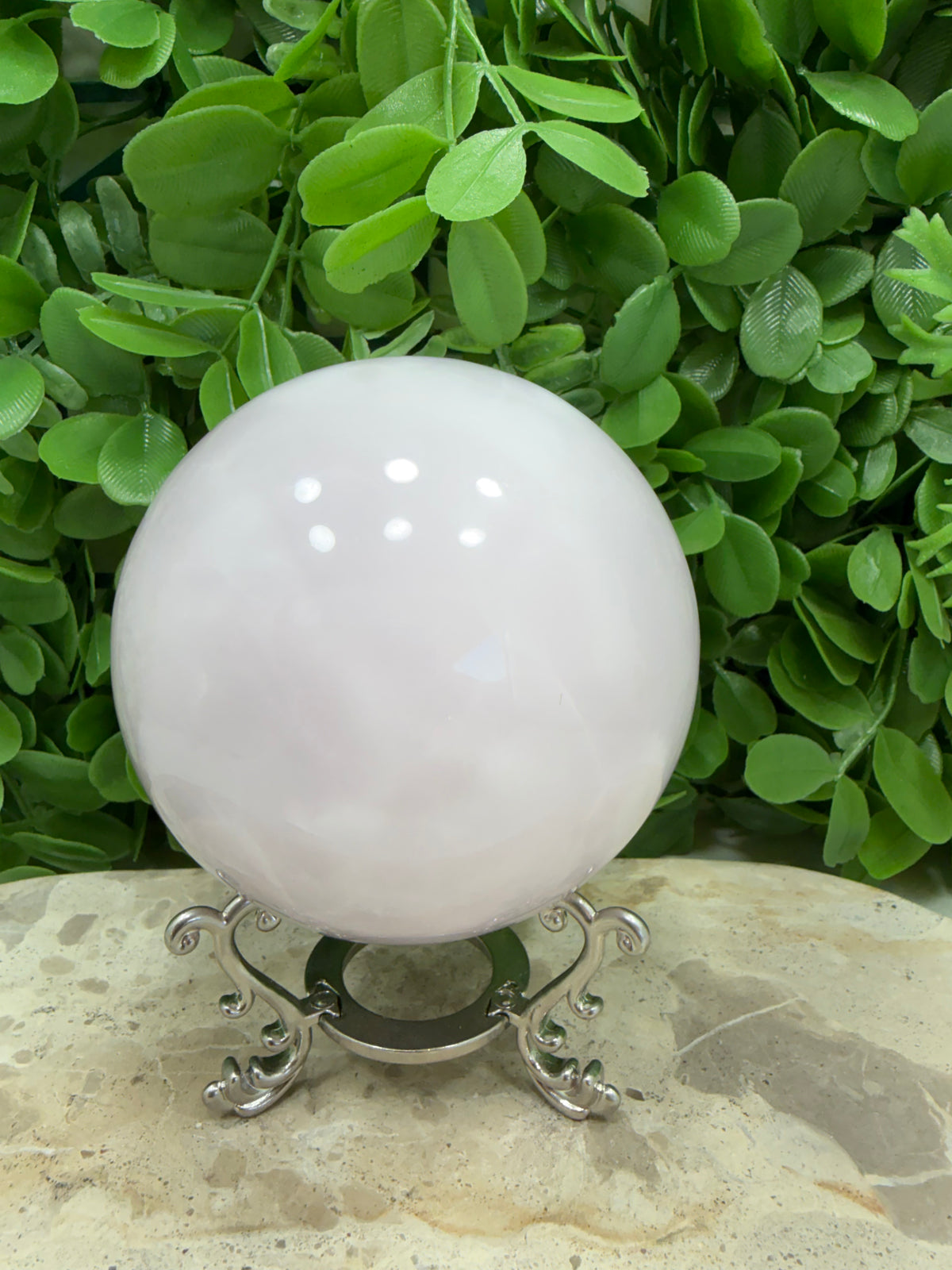 Smokey Pink Mangano UV Sphere 934g | Love • Compassion • Calm