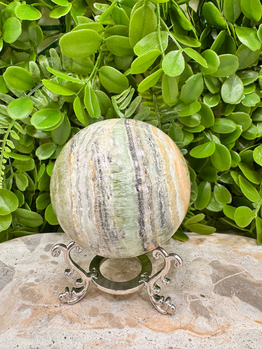 Emerald Kiwi Calcite Sphere 662g