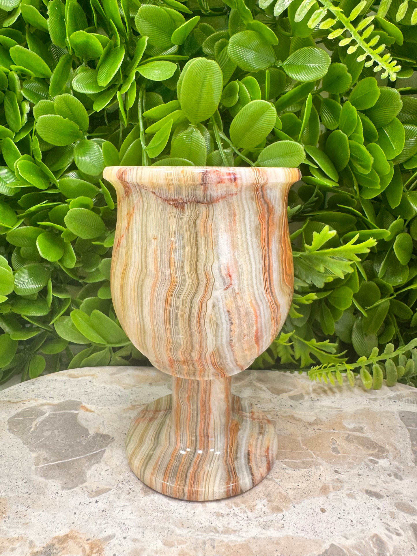 Green banded Onyx Wine Goblet 356g