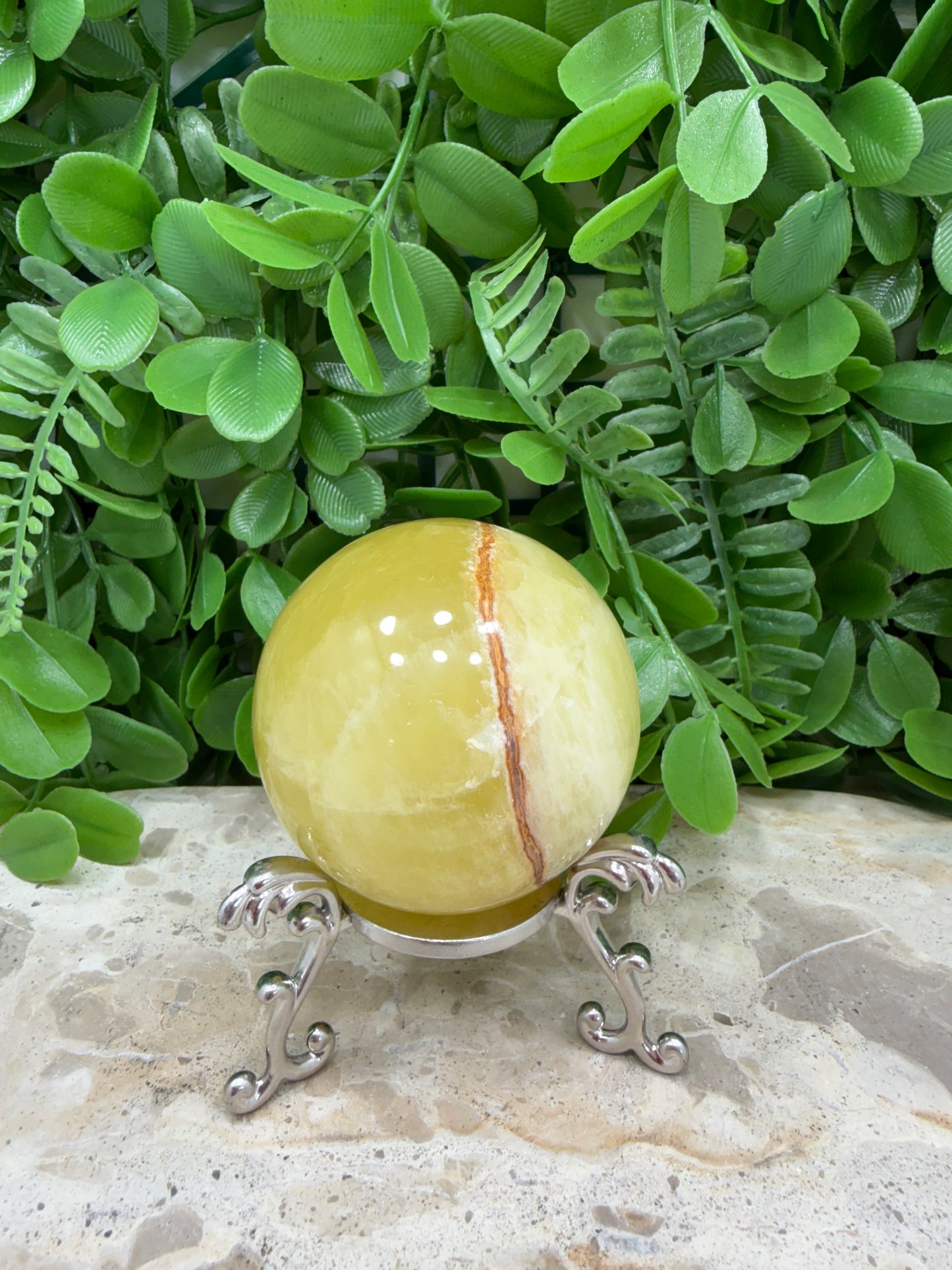 Lemon Banded Calcite Sphere 300g