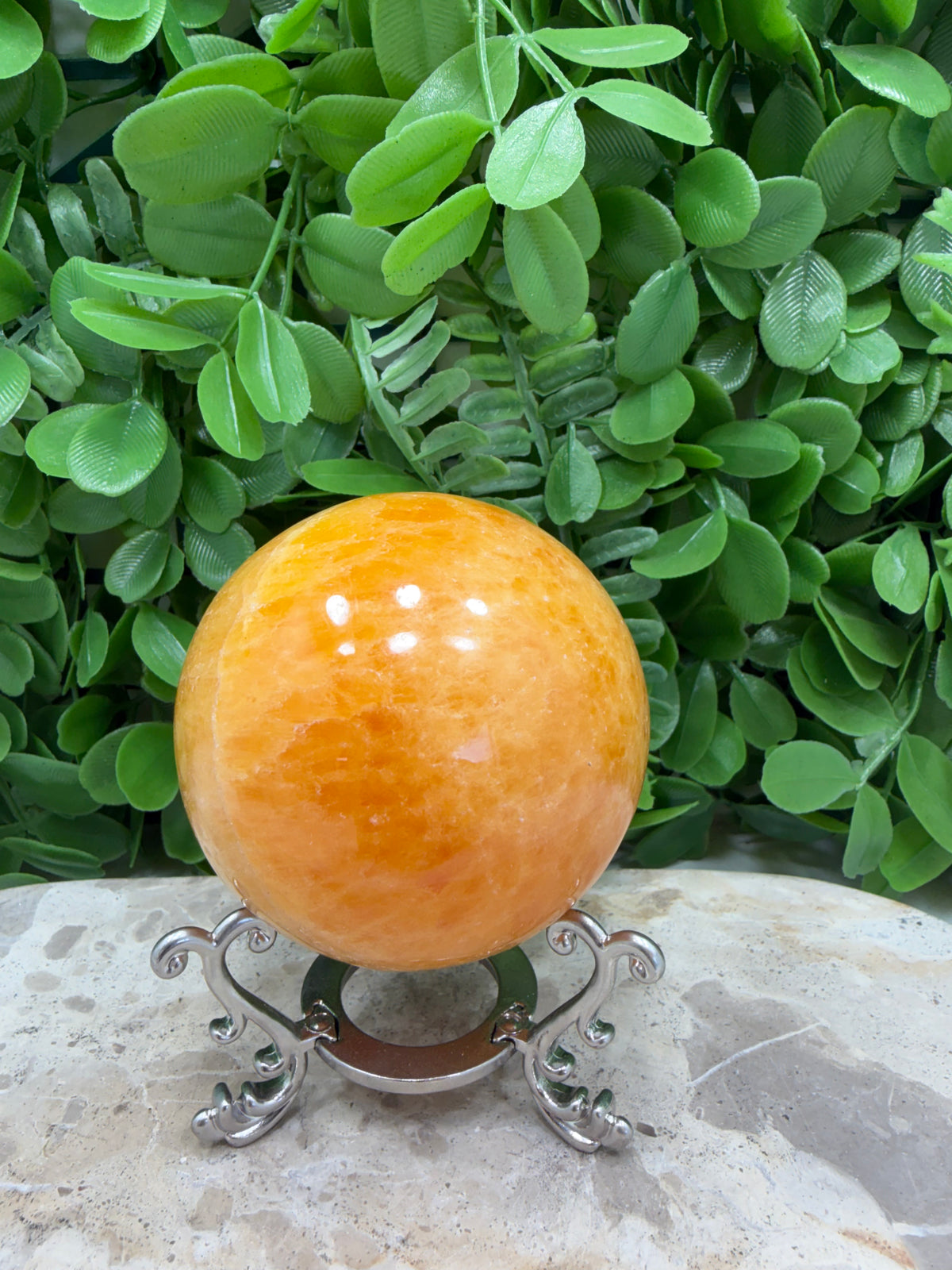 Crystaliised Orange Calcite Sphere 464g| Energy • Joy • Creativity