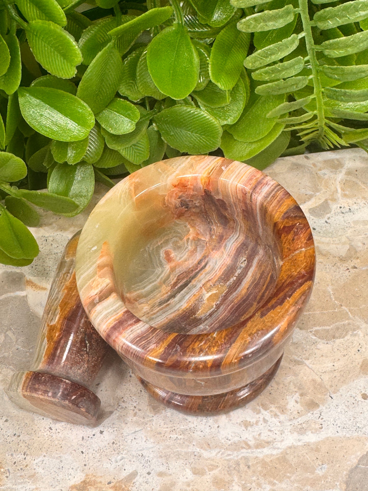 Green Banded Onyx Mortar and Pestle 326g