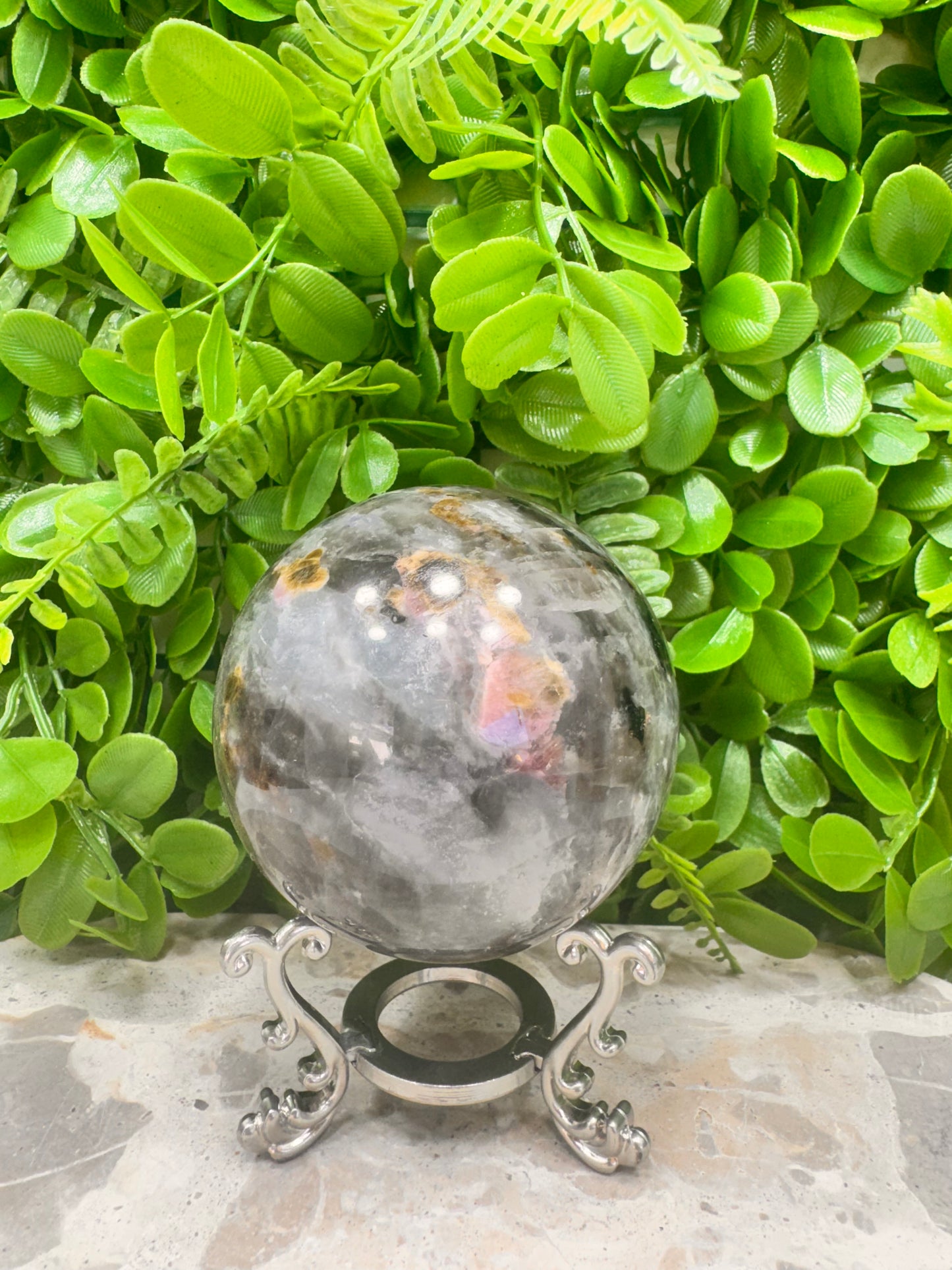 Smokey Quartz/Aquamarine/Tourmaline Sphere 716g