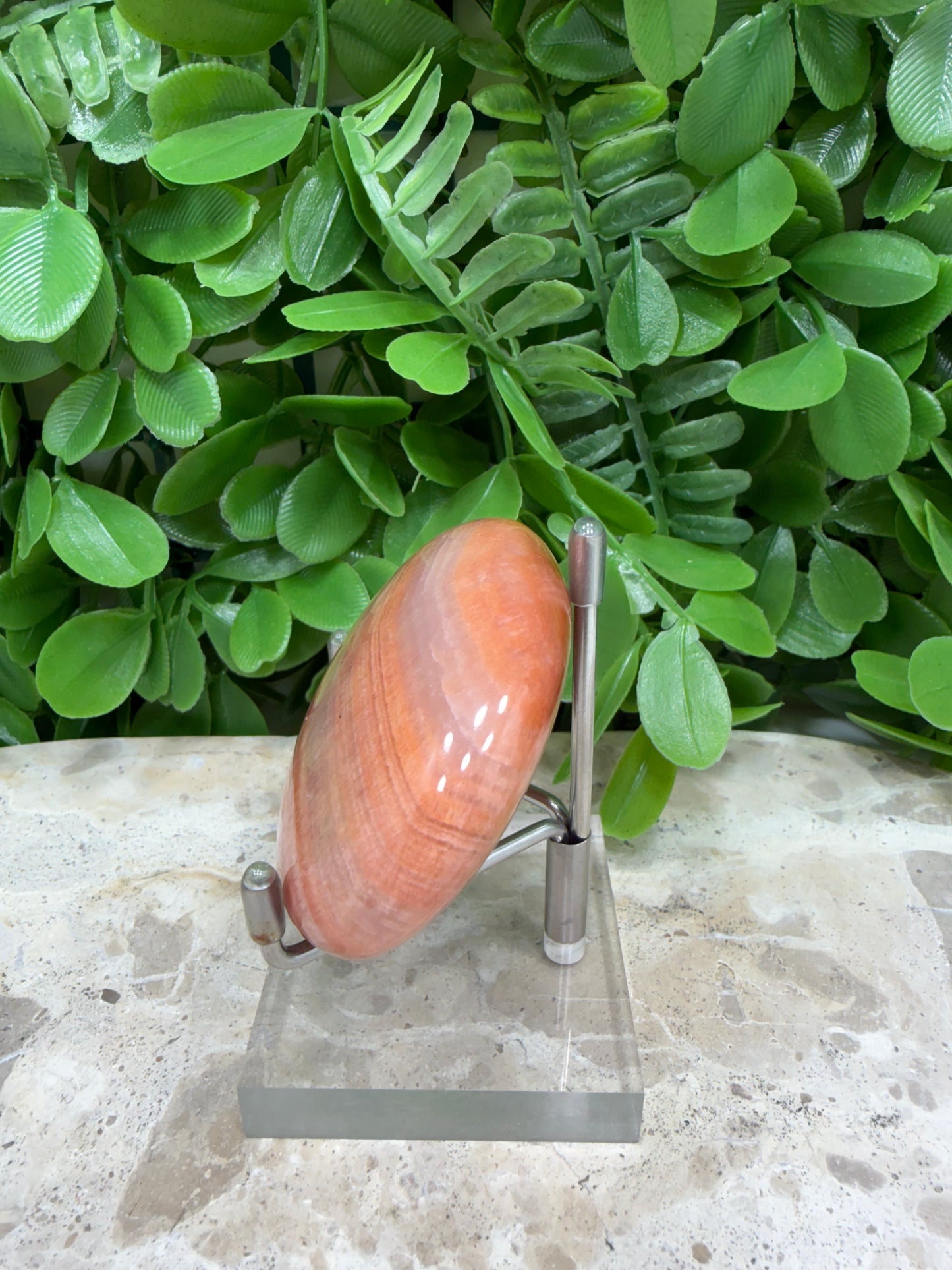 Peach Banded Calcite Palm 122g