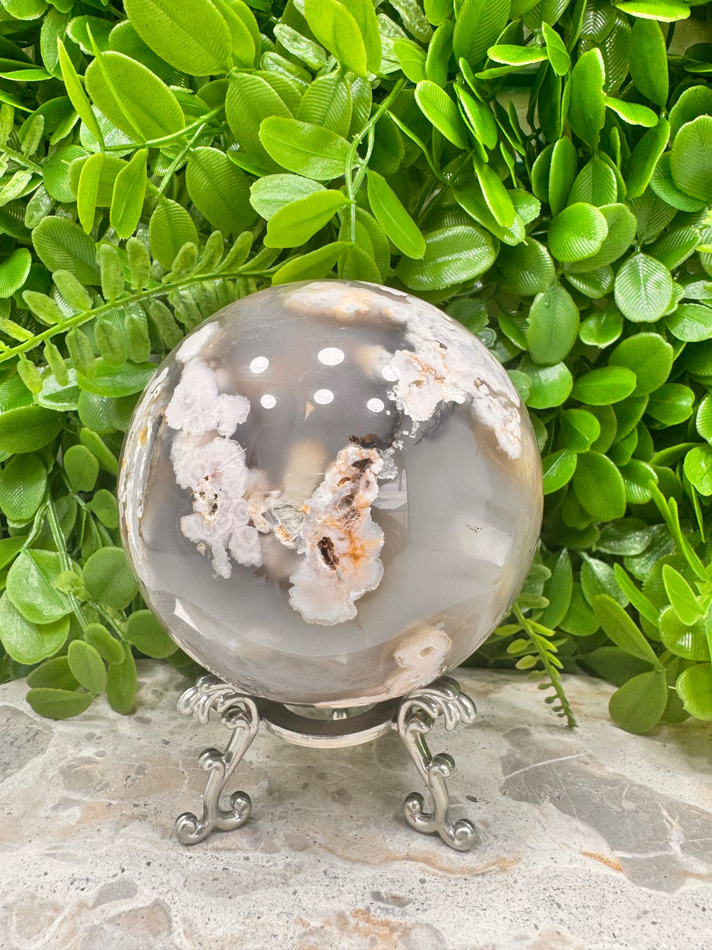 Flower Agate Sphere 1314g
