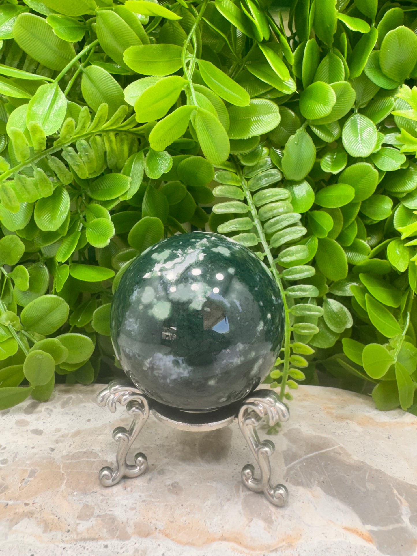 Moss Agate Sphere 388g