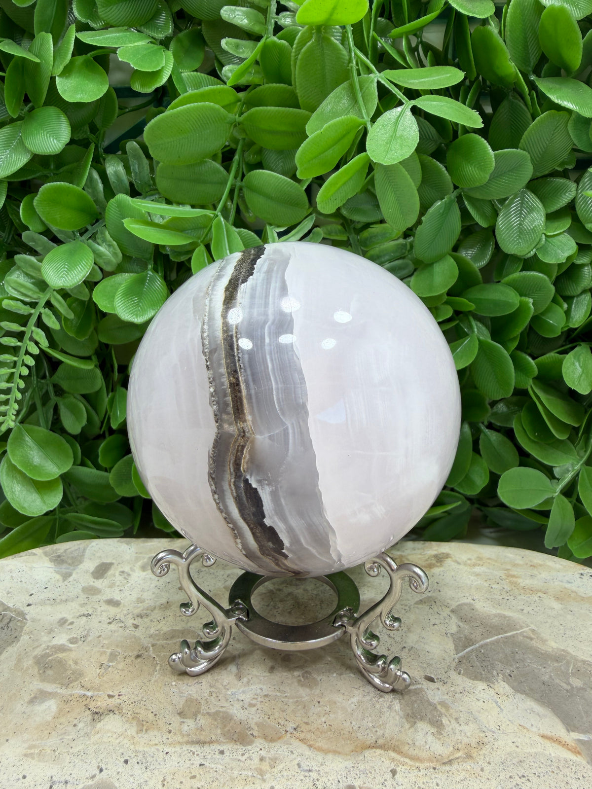 Smokey Pink Mangano UV Sphere 936g| Love • Compassion • Calm