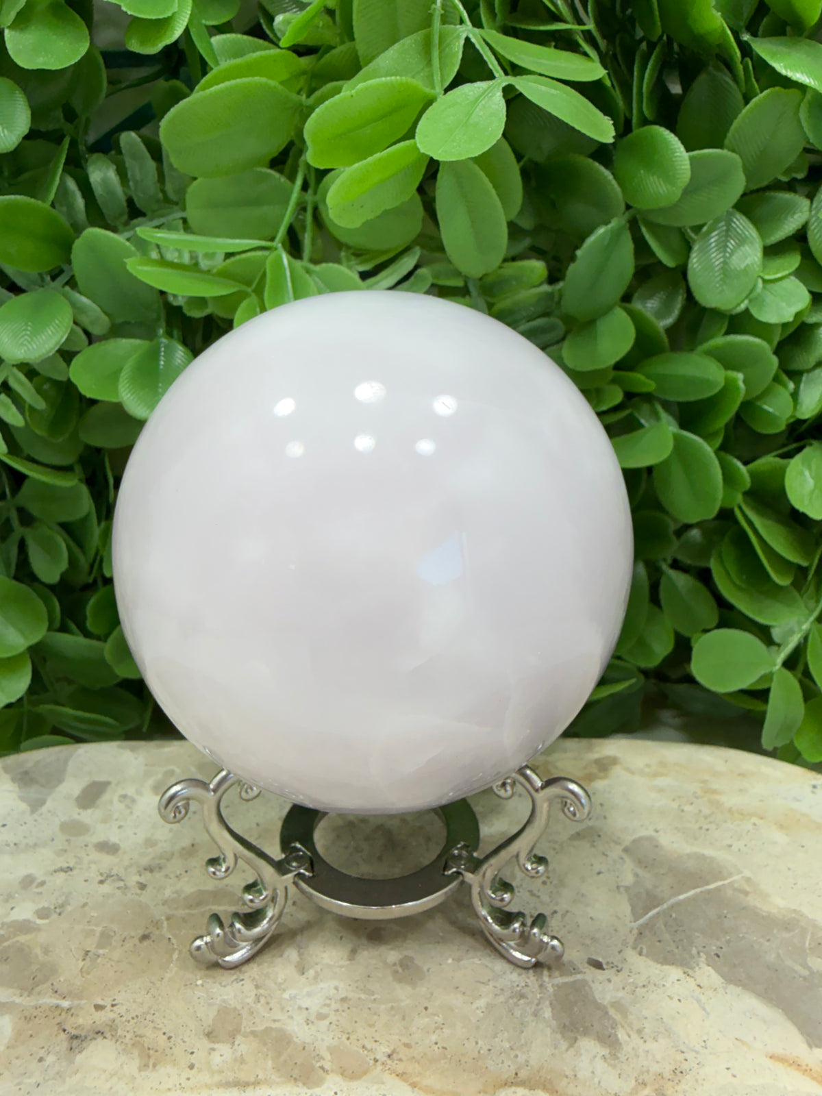 Smokey Pink Mangano UV Sphere 934g | Love • Compassion • Calm