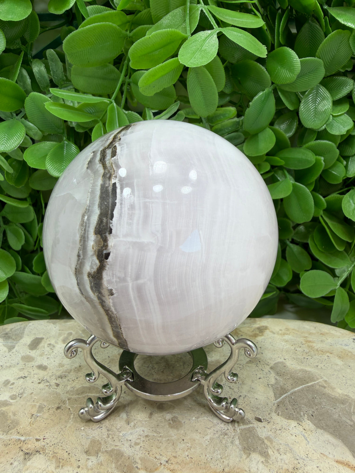Smokey Pink Mangano UV Sphere 934g | Love • Compassion • Calm