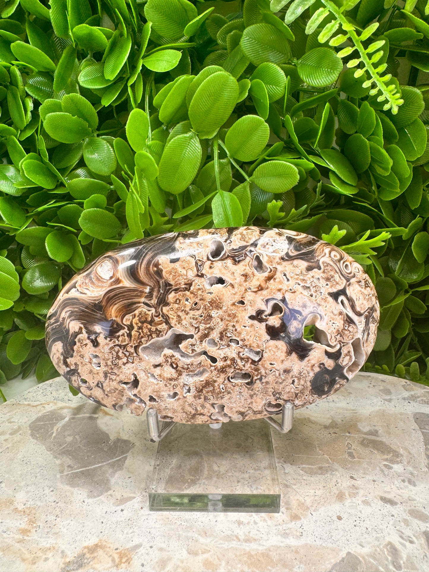 Chocolate Calcite Palm Stone  346g