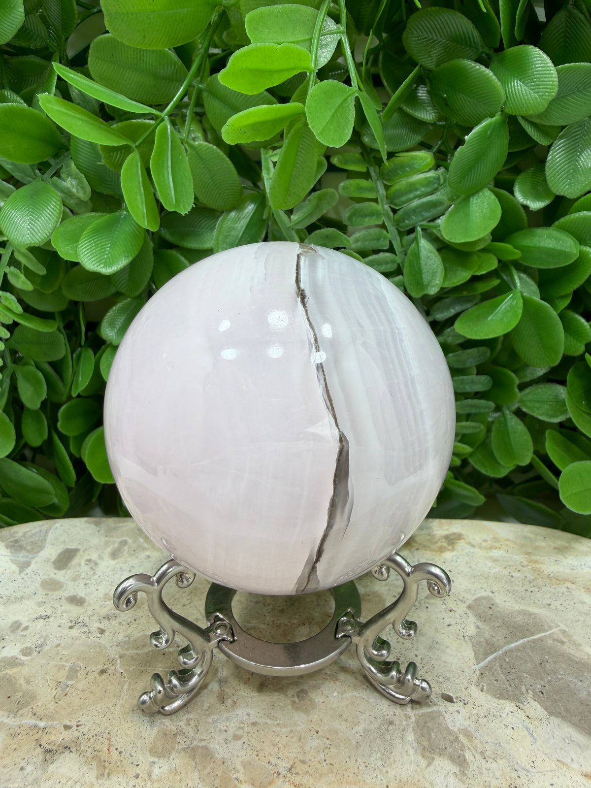 Smokey Pink Mangano Sphere | Love • Compassion • Calm